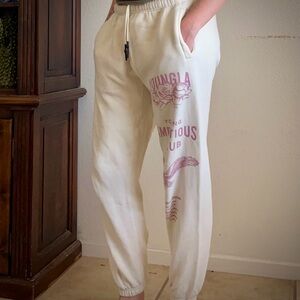Young La Immortal White & Violet Purple Drawstring Joggers Size S Graphic Design